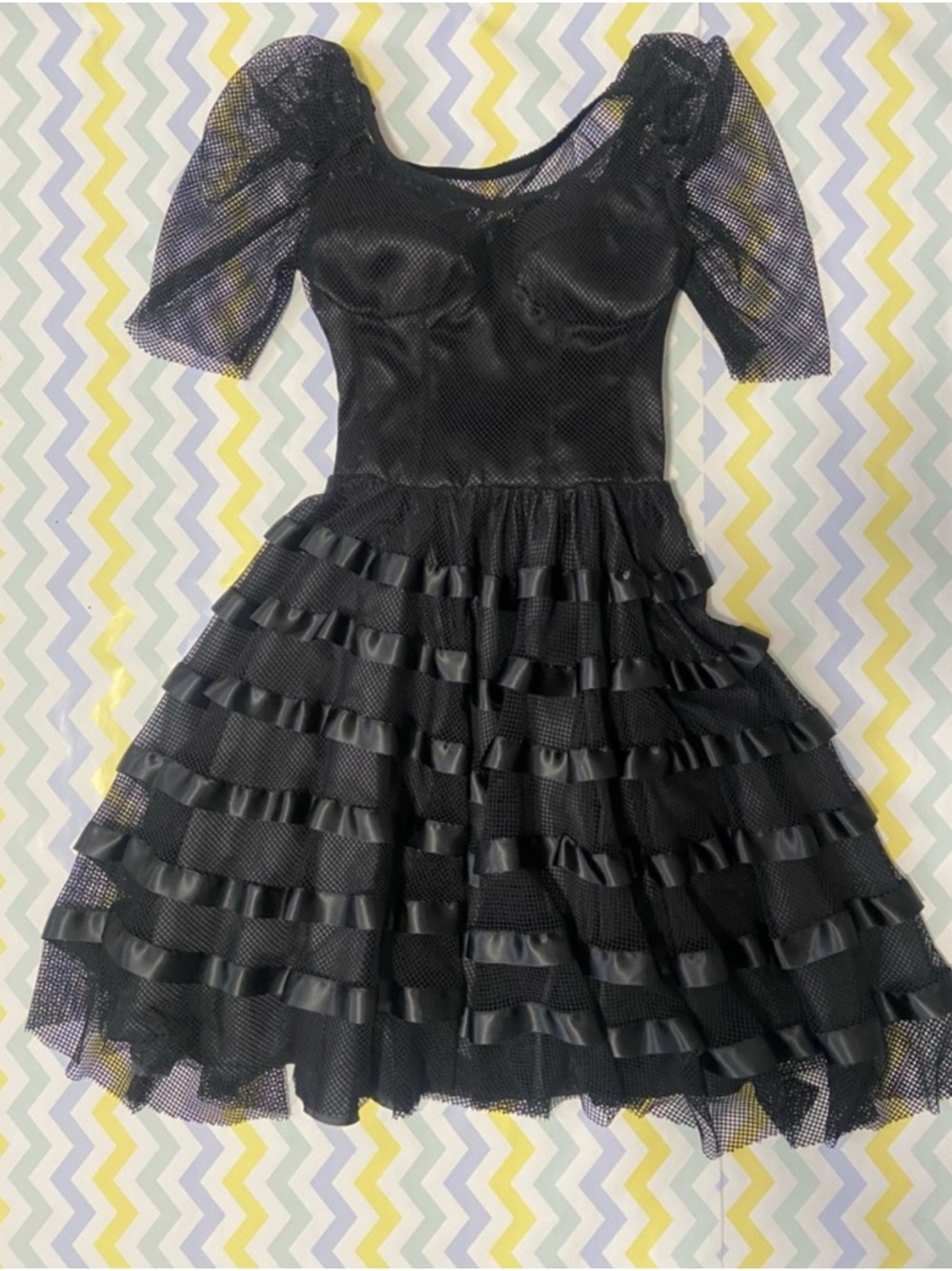 Hell Bunny Black Mesh Ruffle Midi Dress - Picture 9 of 13